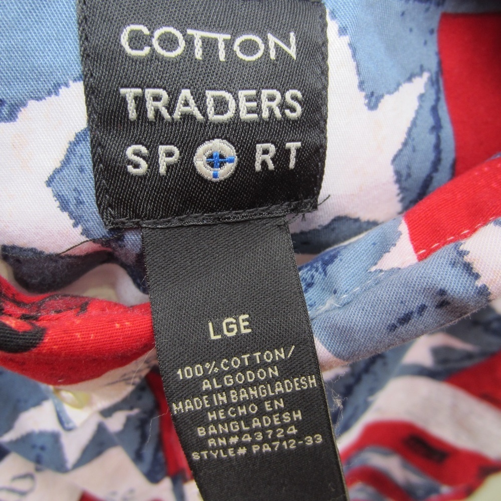 Cotton Traders‎ Sport Patriotic Button Down Shirt Men's L short sleeves USA Flag - Picture 6 of 12